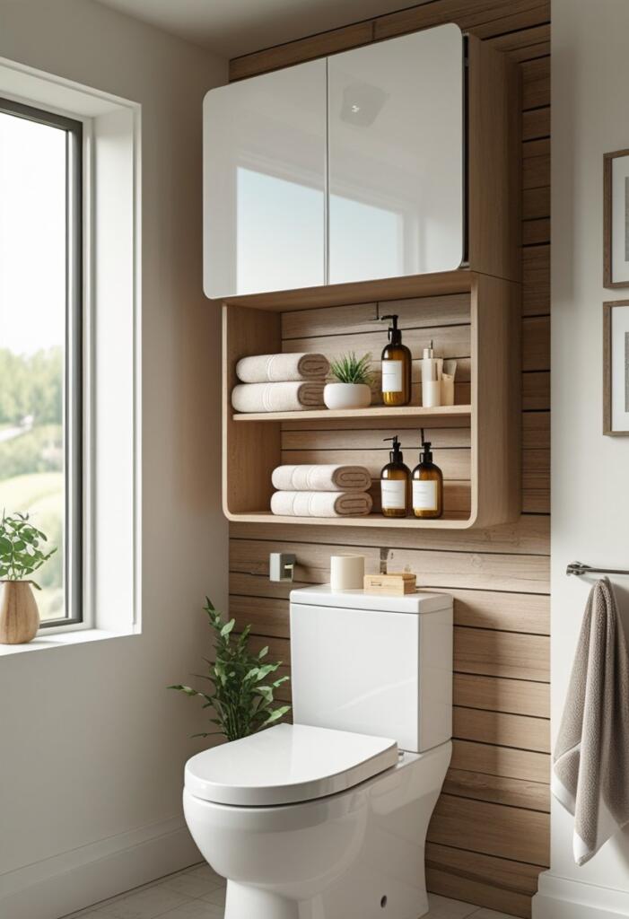 Bathroom wall cabinet above toilet