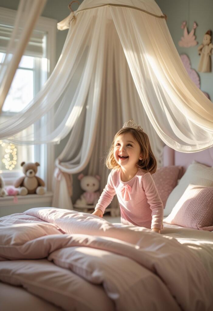 Girls canopy bed décor