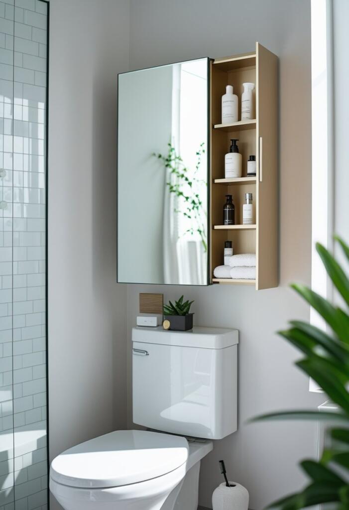 Narrow cabinet over toilet