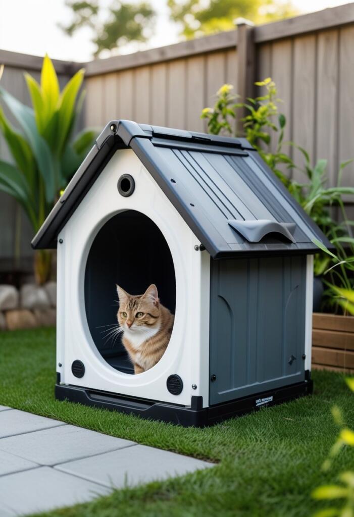 Outdoor cat bed with cover