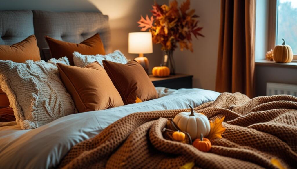 Warm fall color palette bedroom