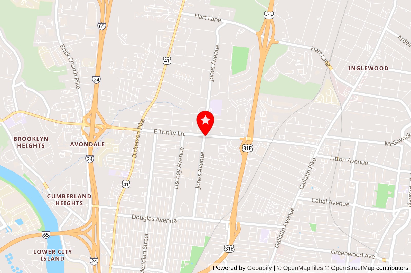  Location of Lykke Haus — Curated Vintage Furniture & Decor on Nashville TN map