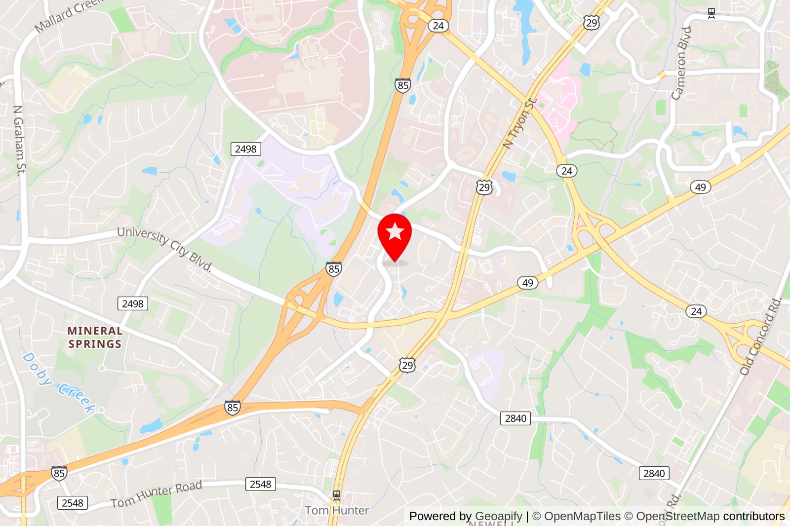 Furniture Row on the map of Charlotte NC